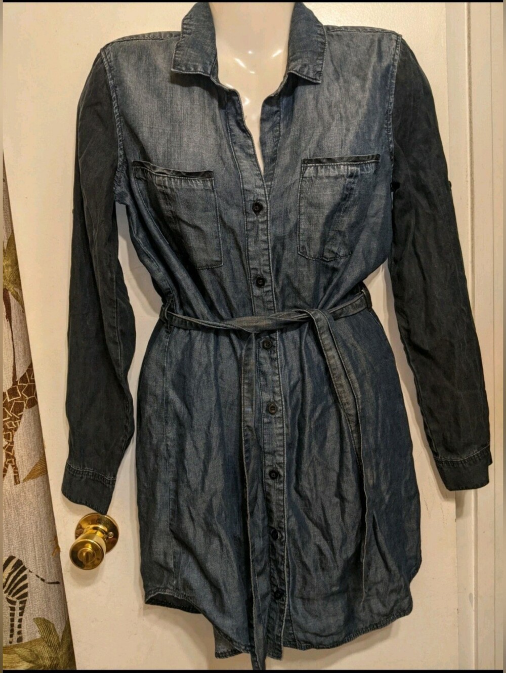 Cloth and stone lightweight denim dress tie button Down